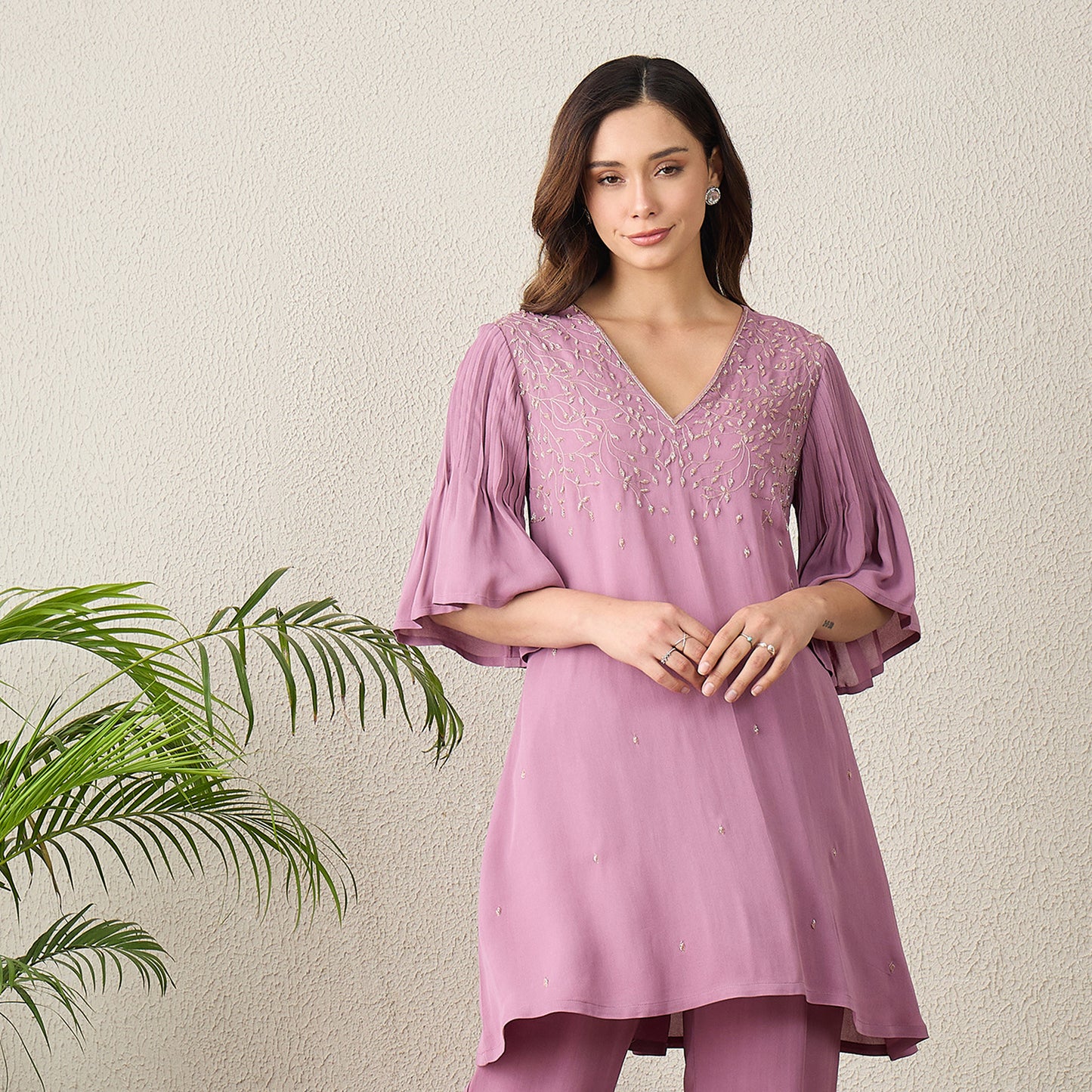 Lavender Floral Hand Embroidered Top