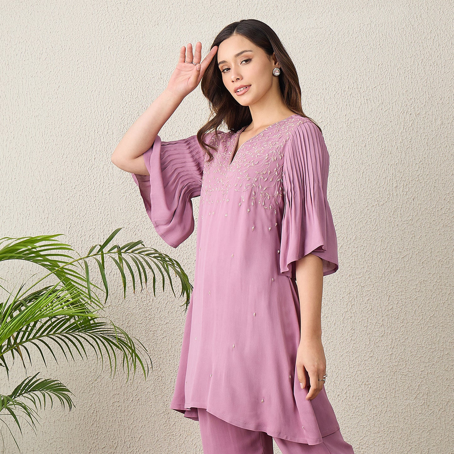 Lavender Floral Hand Embroidered Top