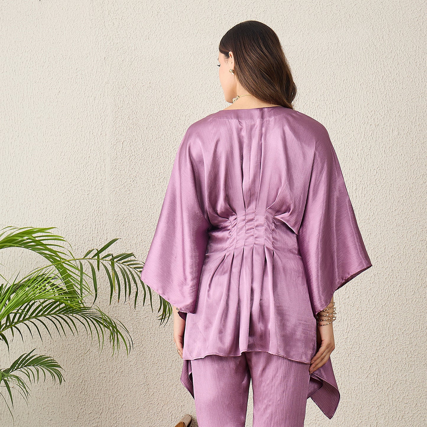 Lavender Belt Detail Hand Embroidered Top