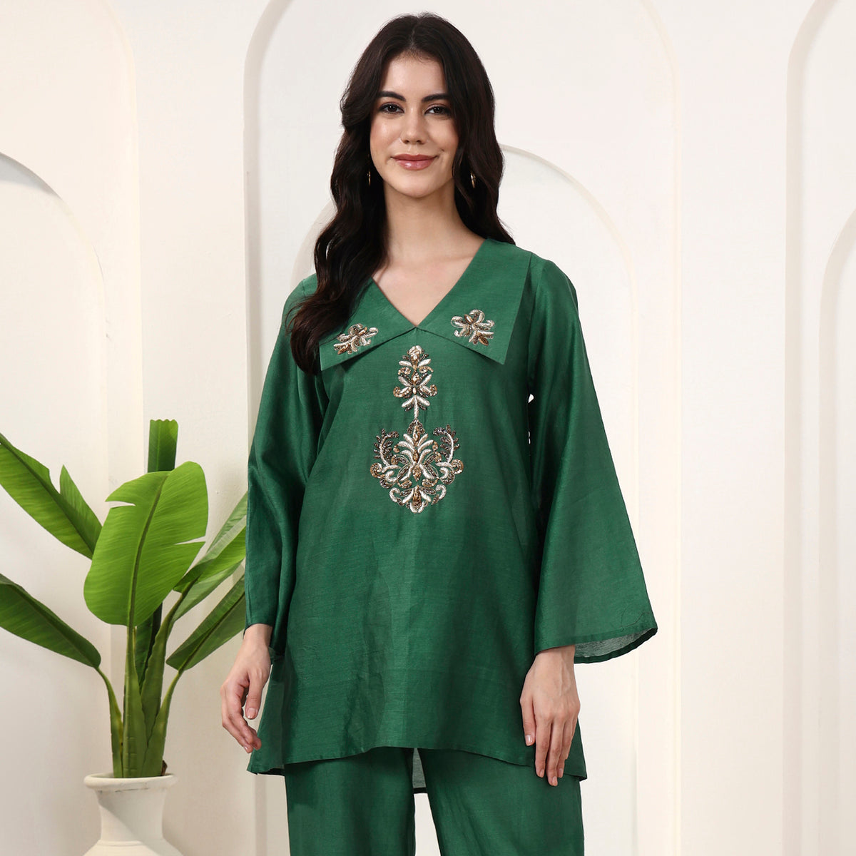 Green Top for Women – Cotton Silk | First Resort by Ramola Bachchan