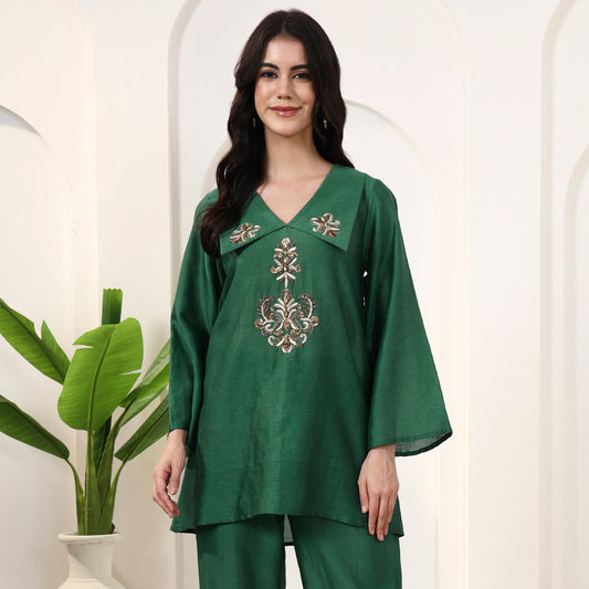 Green Top for Women – Cotton Silk | First Resort by Ramola Bachchan
