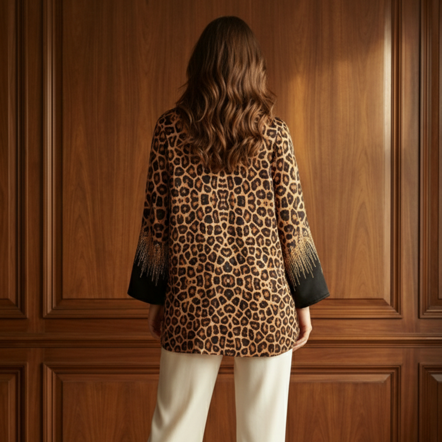 Brown Sequin Leopard Print Top