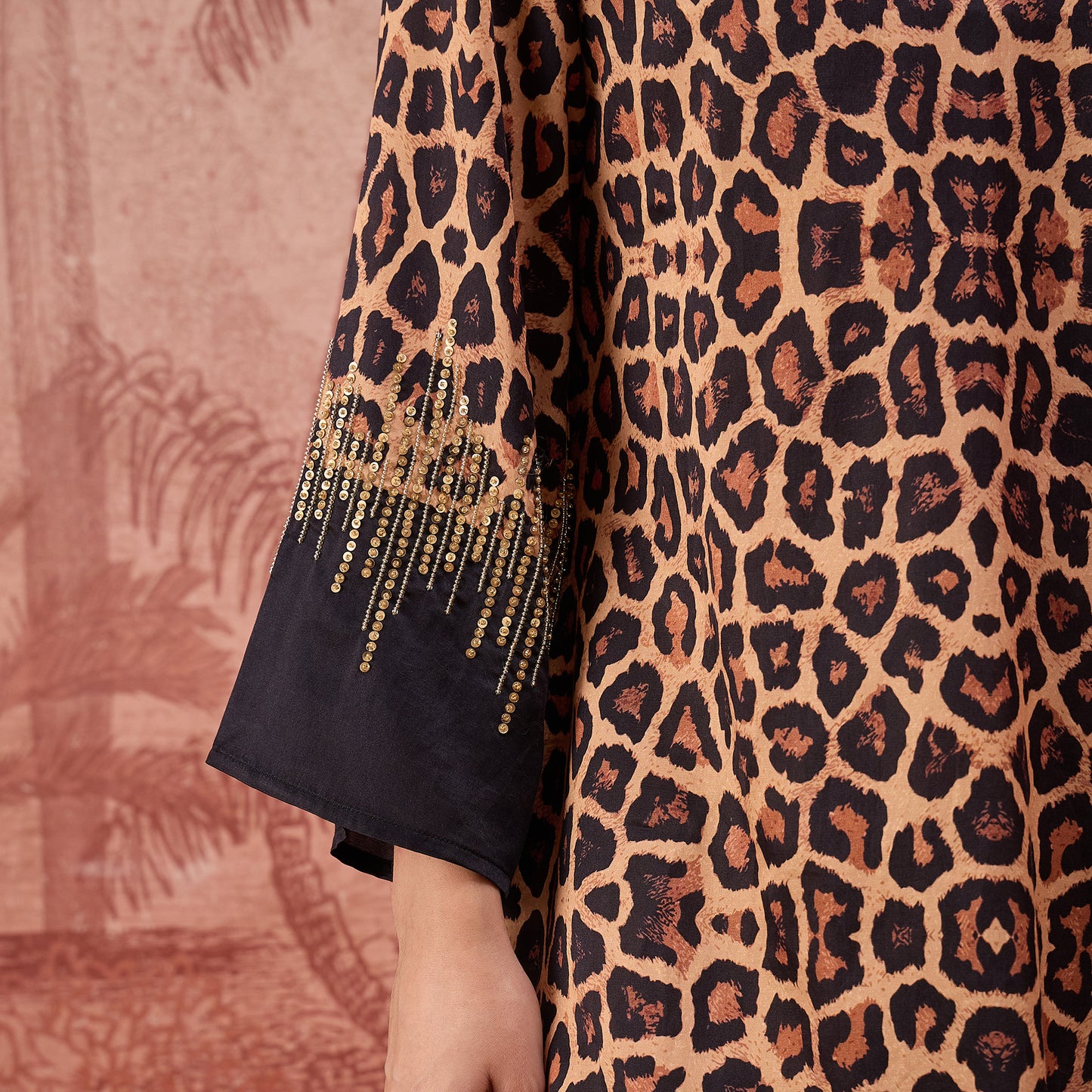 Brown Sequin Leopard Print Top