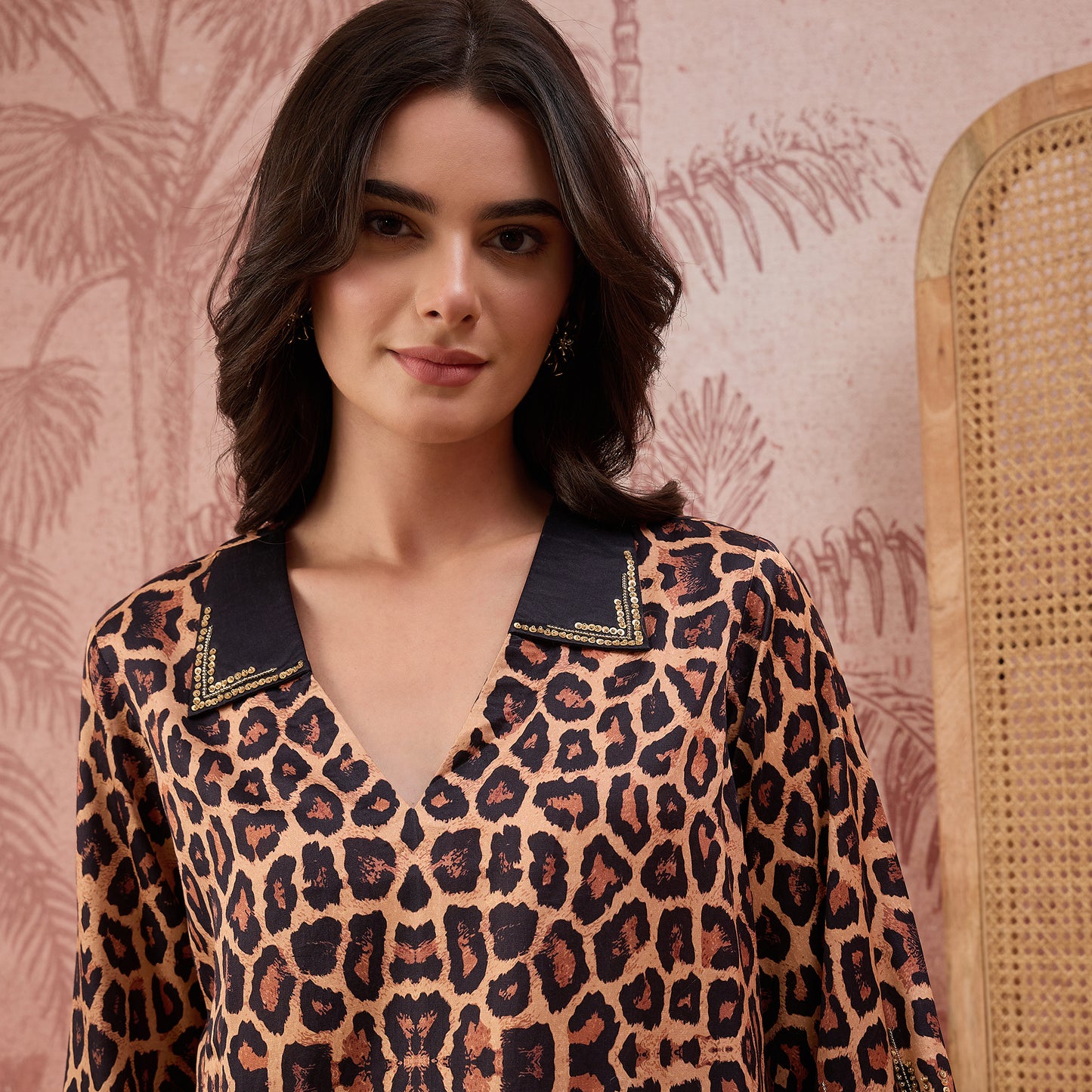 Brown Sequin Leopard Print Top