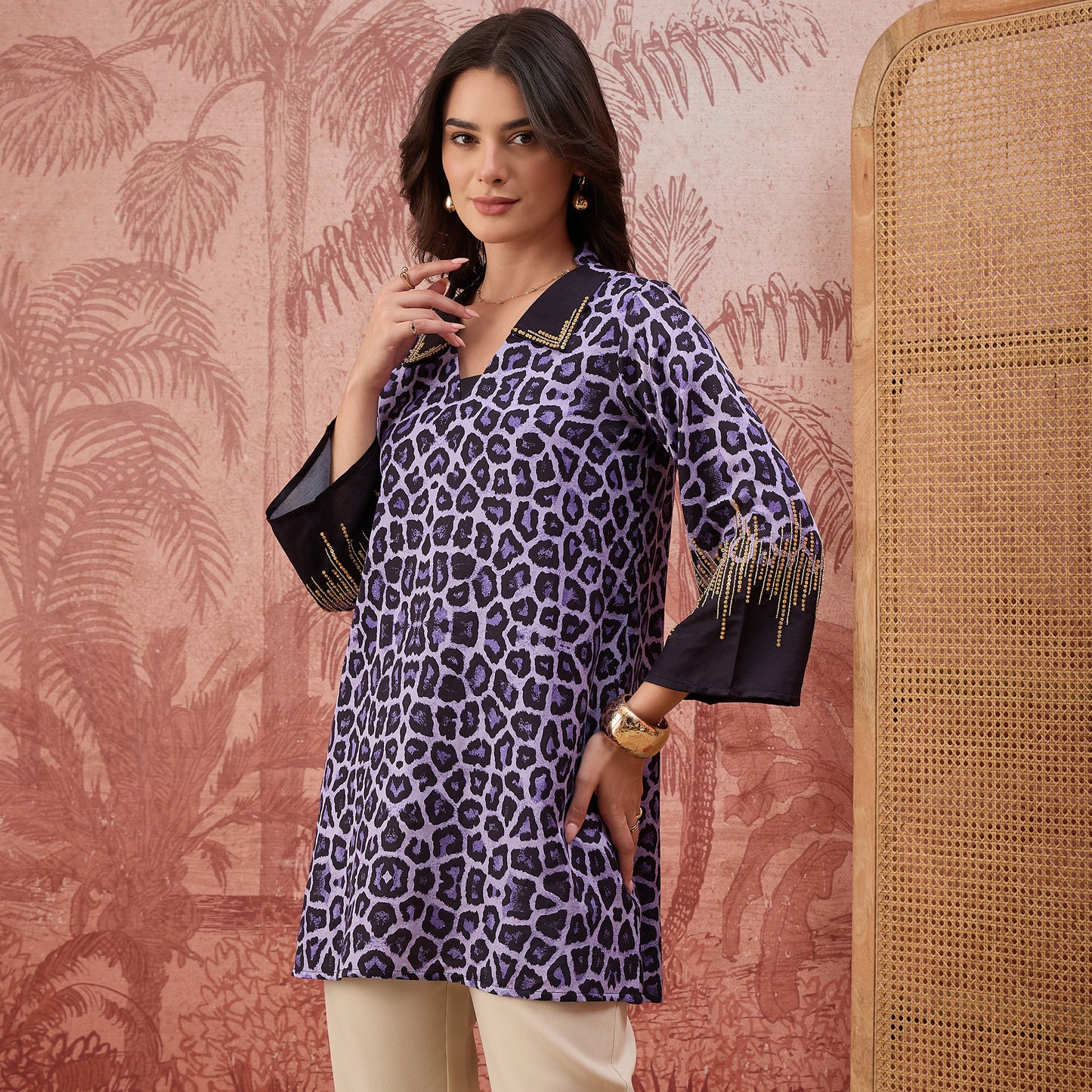 Purple Sequin Leopard Print Top