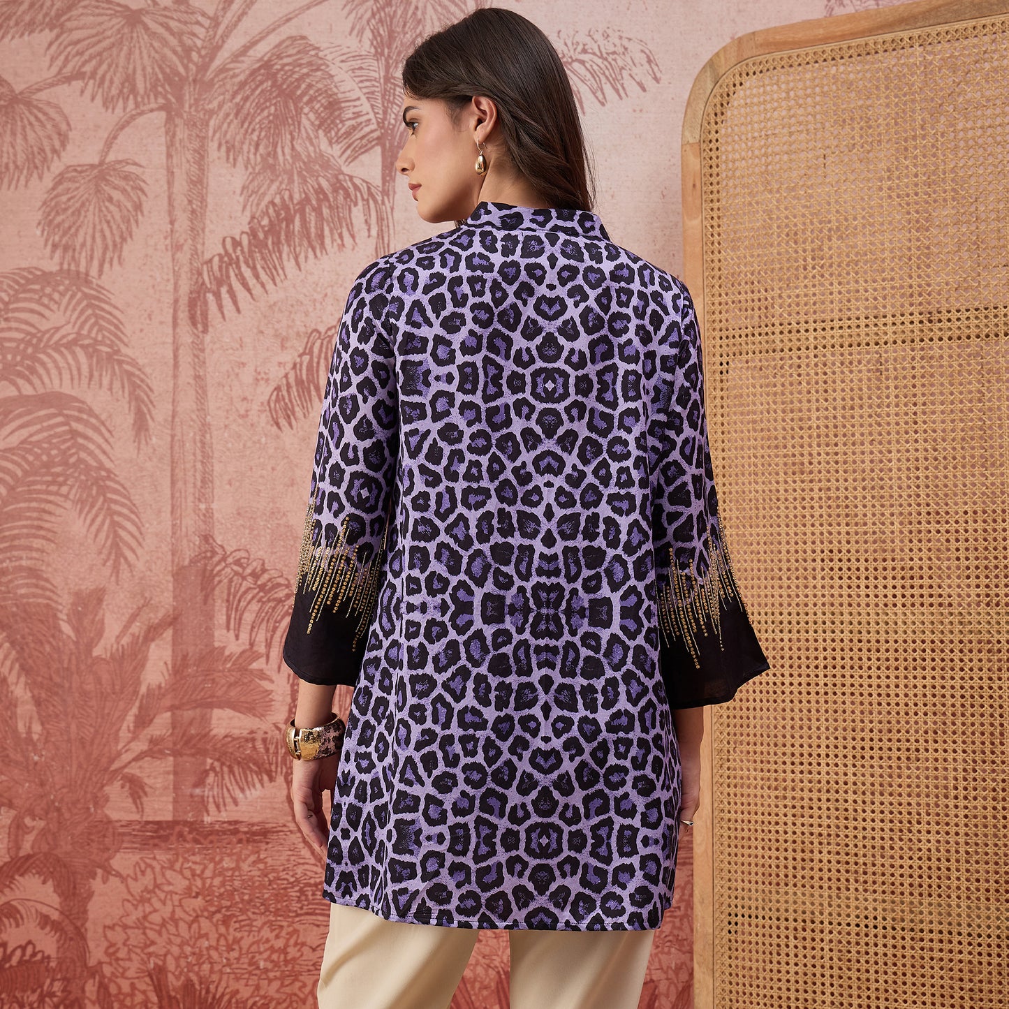 Purple Sequin Leopard Print Top