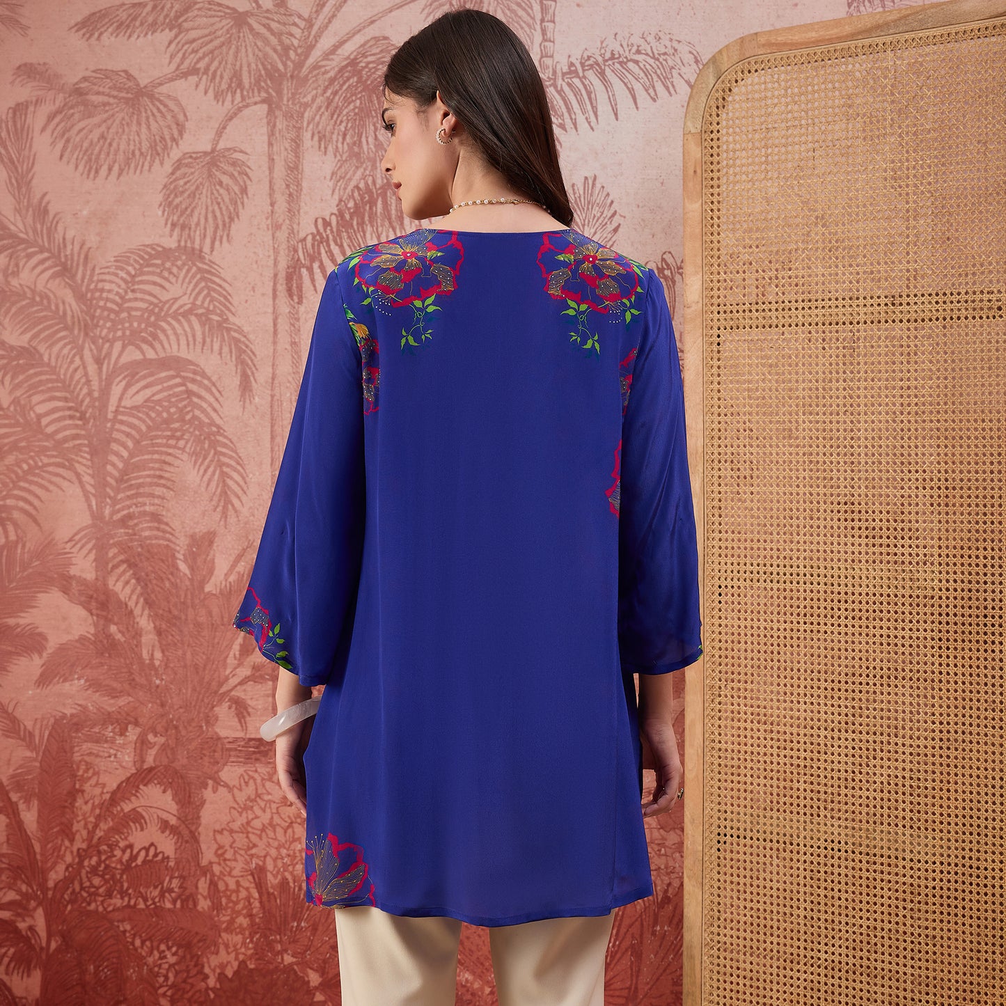 Blue Garden Embellished Floral Top