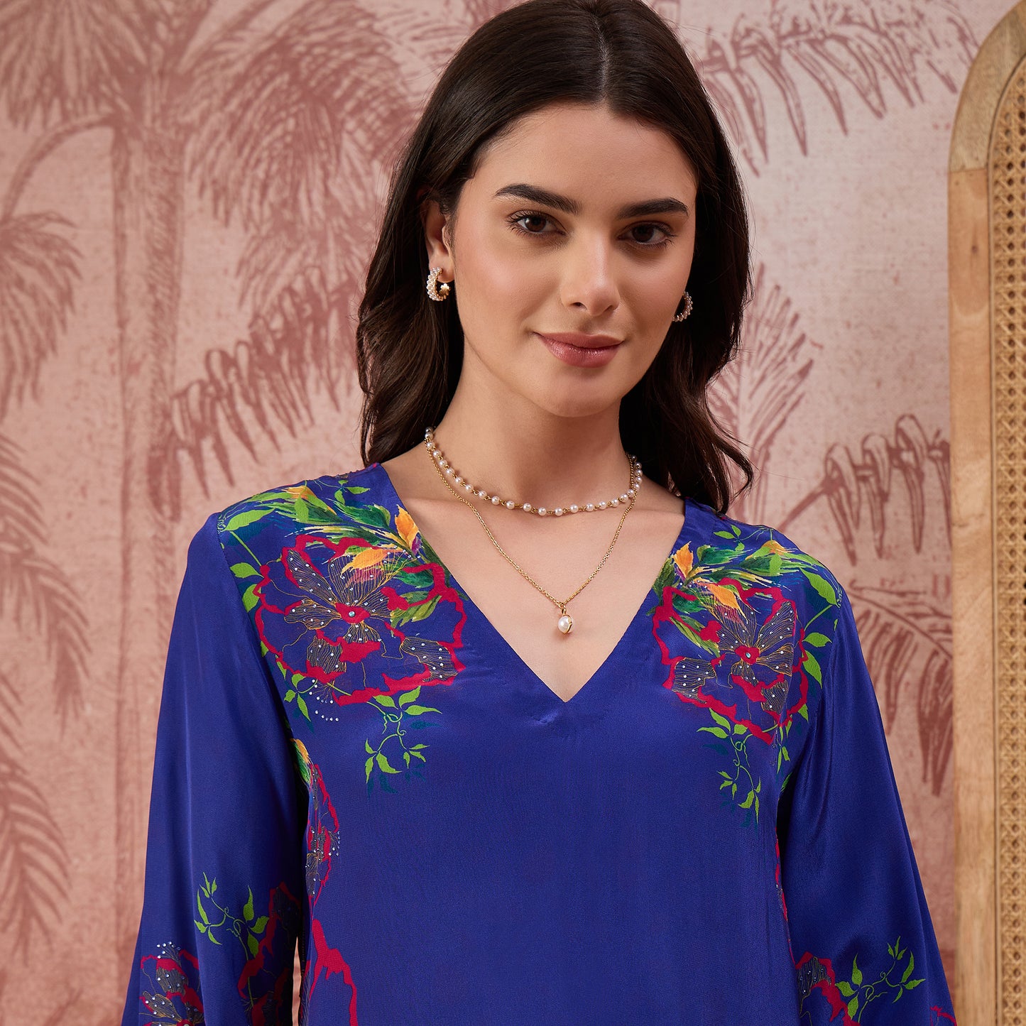 Blue Garden Embellished Floral Top