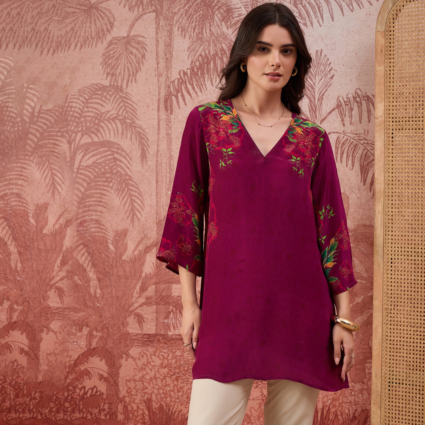 Plum Garden Embellished Floral Top