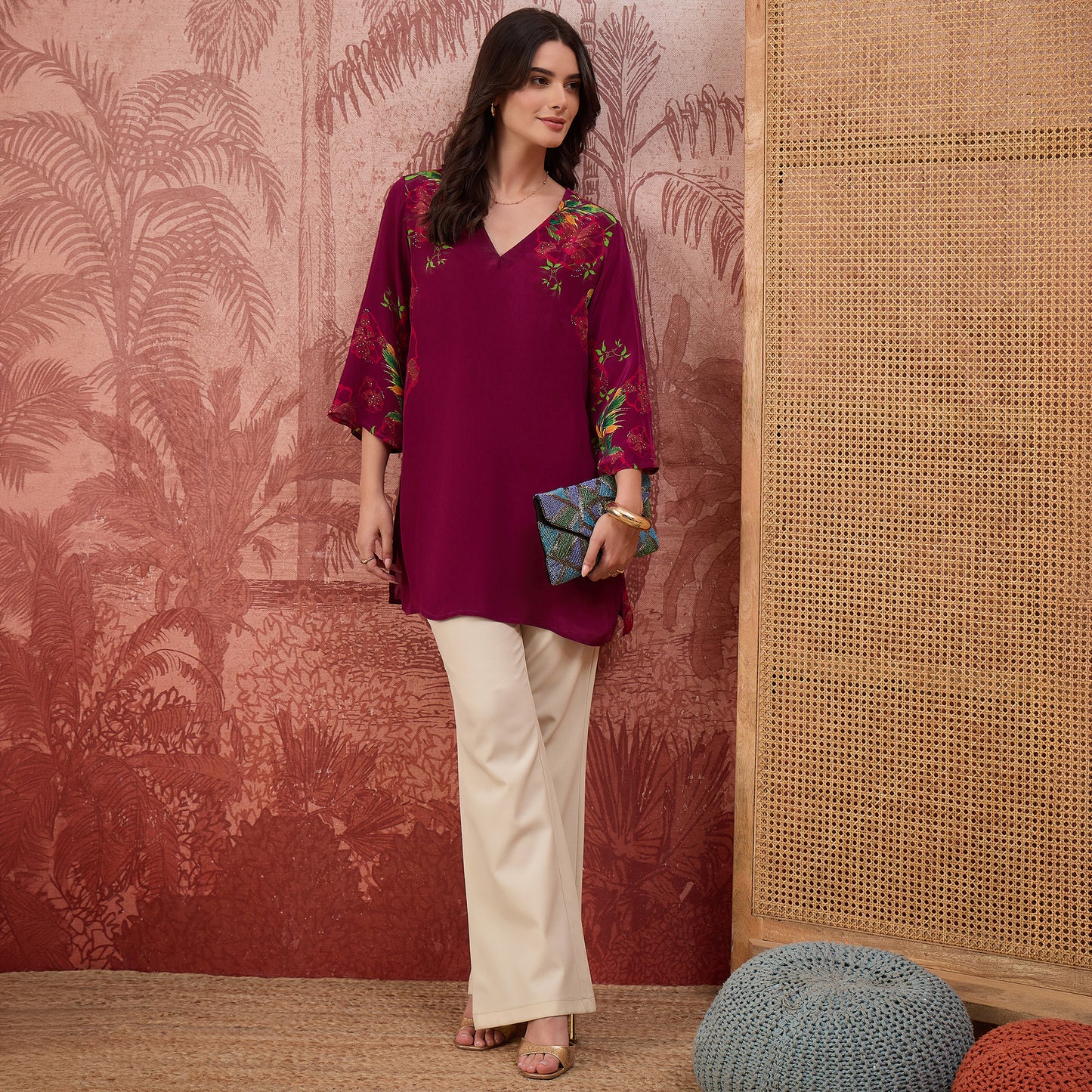 Plum Garden Embellished Floral Top