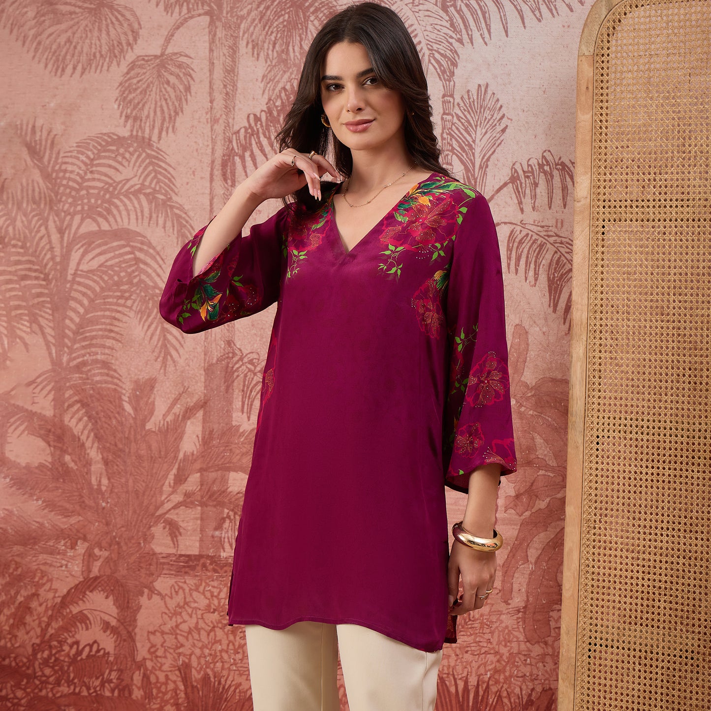 Plum Garden Embellished Floral Top