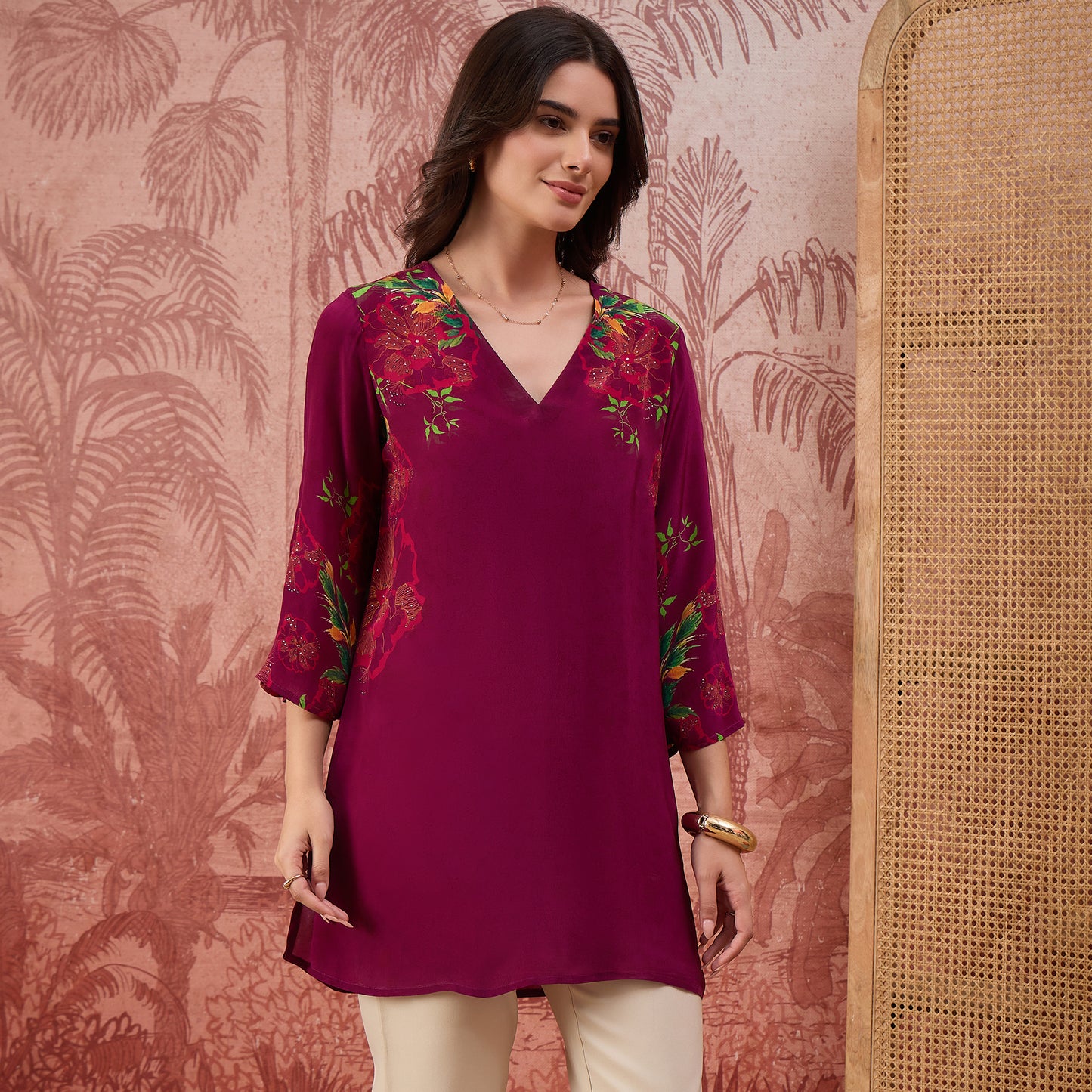 Plum Garden Embellished Floral Top