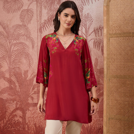 Red Garden Embellished Floral Top