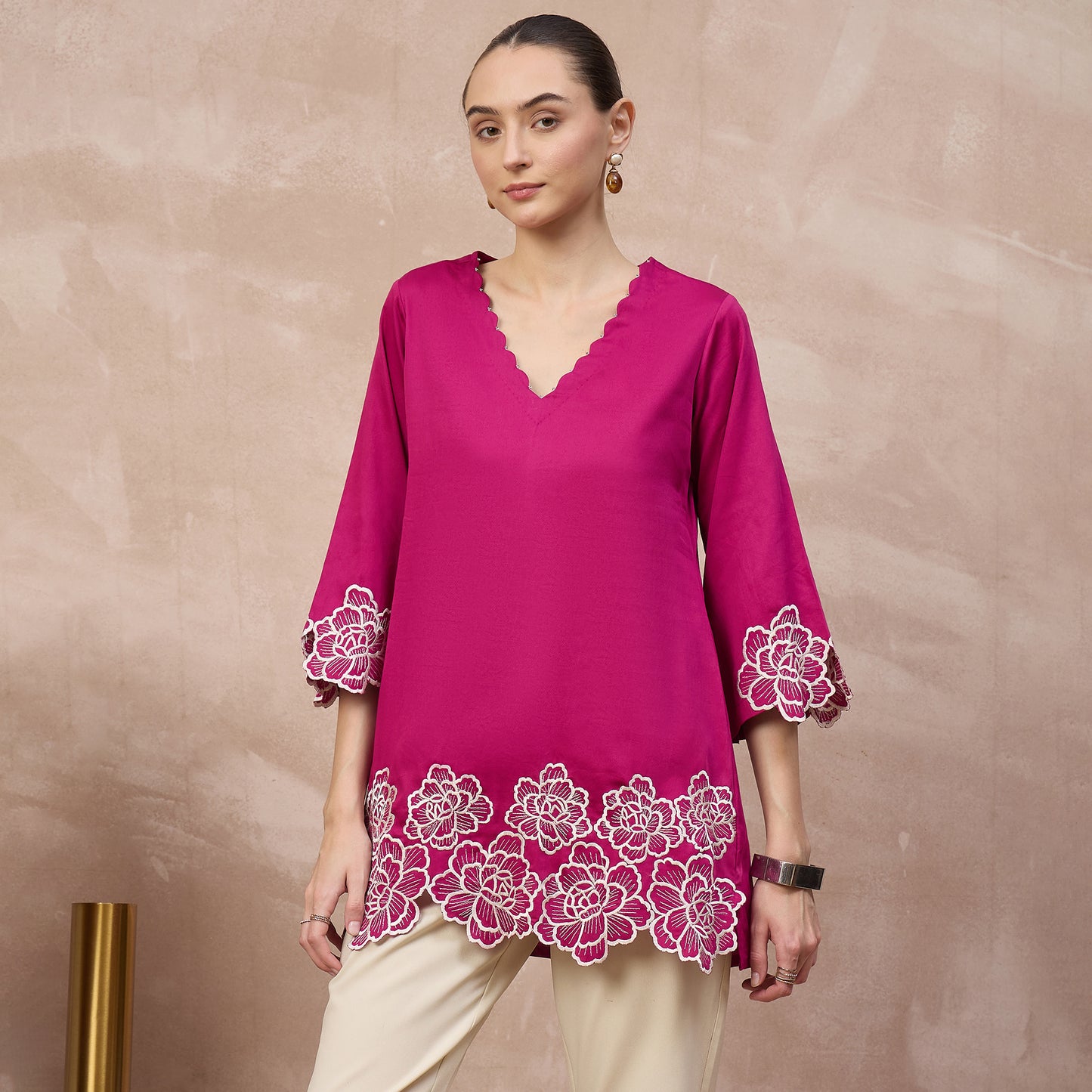 Pink Top for Women – Cotton Satin | First Resort by Ramola Bachchan