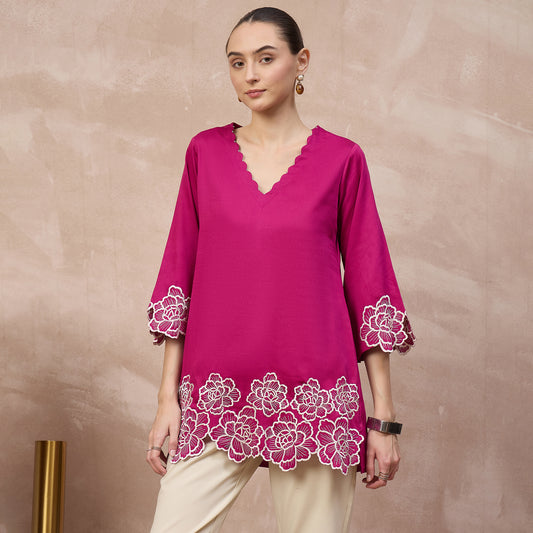 Pink Top for Women – Cotton Satin | First Resort by Ramola Bachchan