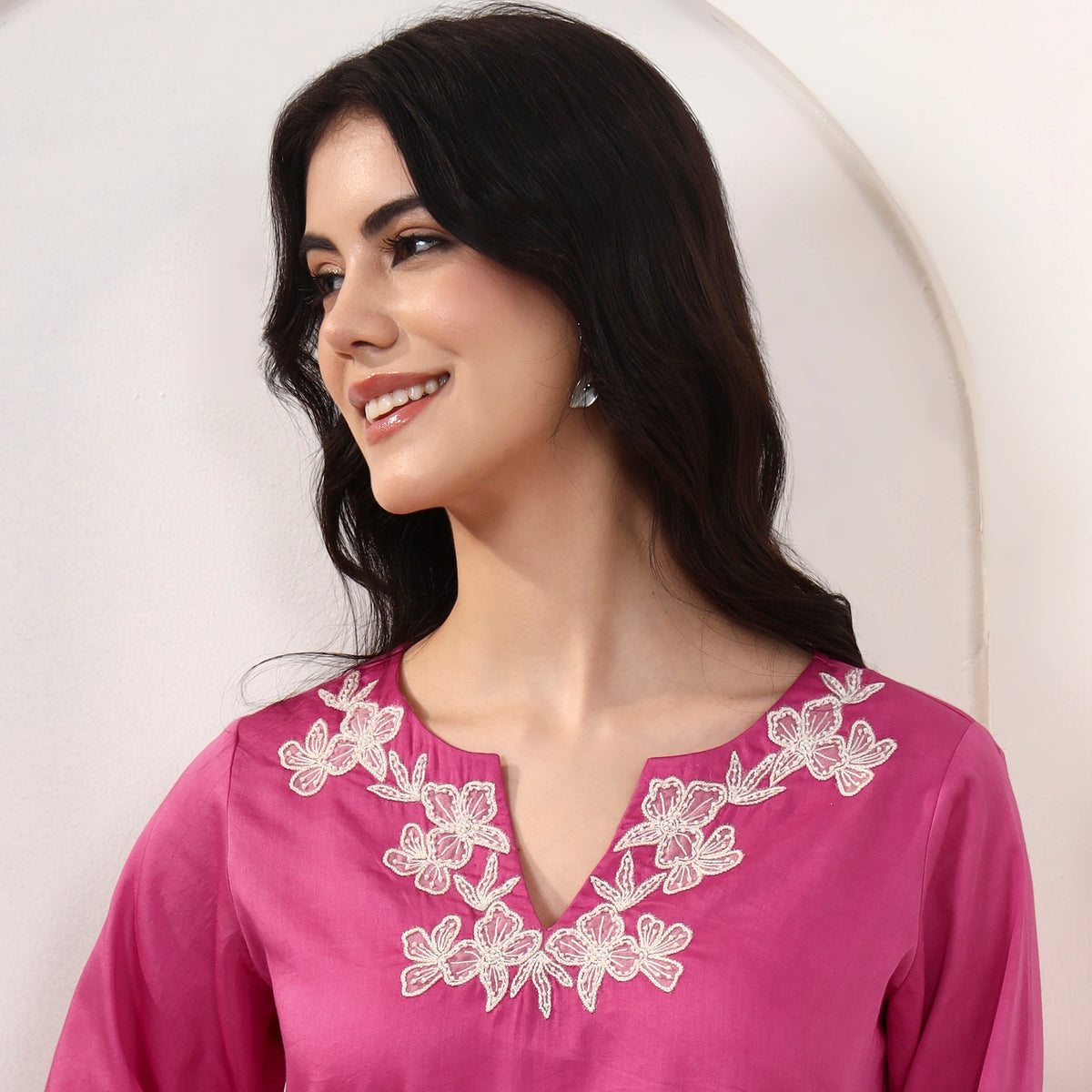 Pink Top for Women – Cotton Satin – Back View | First Resort by Ramola Bachchan