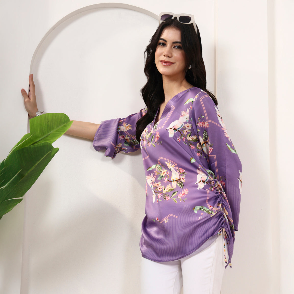 Purple Animal Print Top for Women – Bamberg Modal Satin | First Resort by Ramola Bachchan
