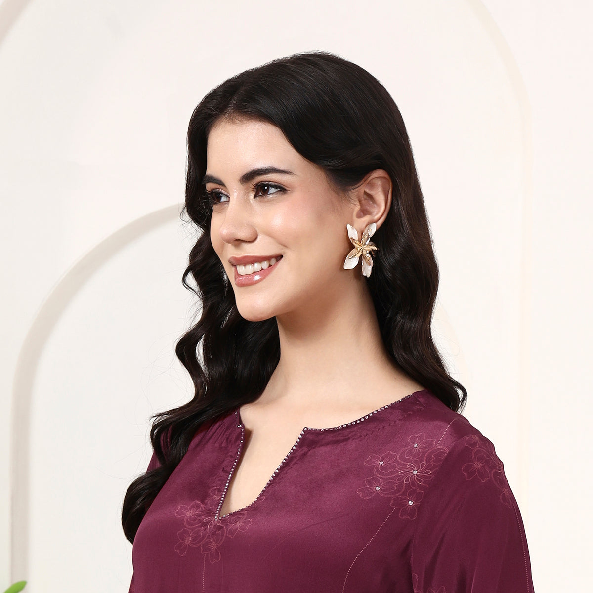 Magenta Floral Print Top for Women – Viscose Crepe – Back View | First Resort by Ramola Bachchan
