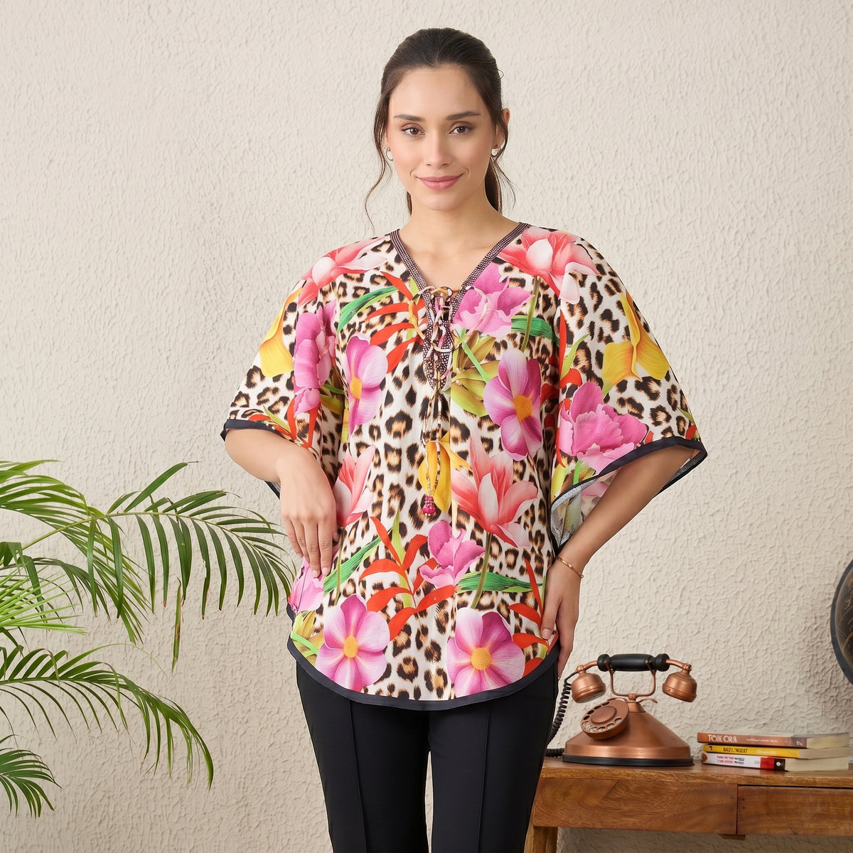 Multicolour Animal And Floral Print Tunic for Women – Embellished | First Resort by Ramola Bachchan
