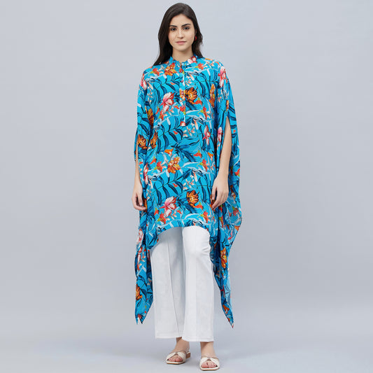 Blue Tropical Print Tunic