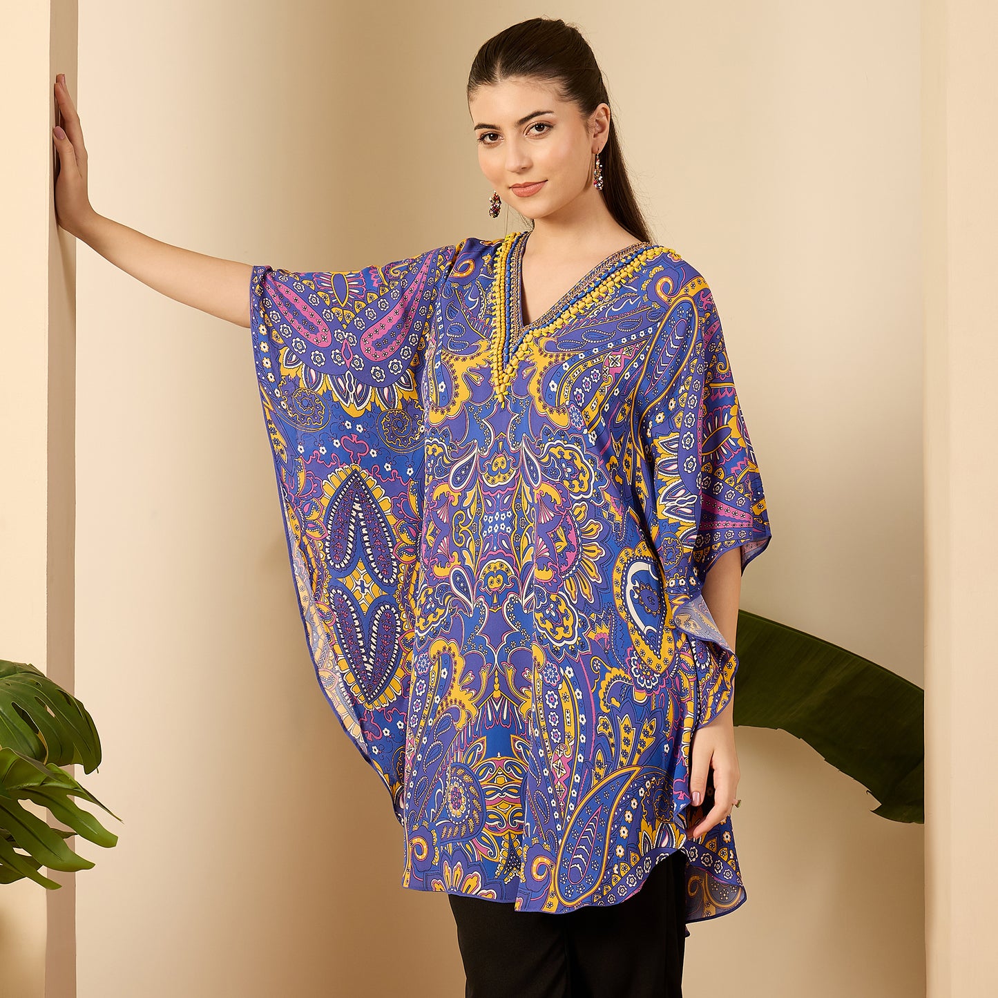Cobalt Blue and Yellow Paisley Tunic