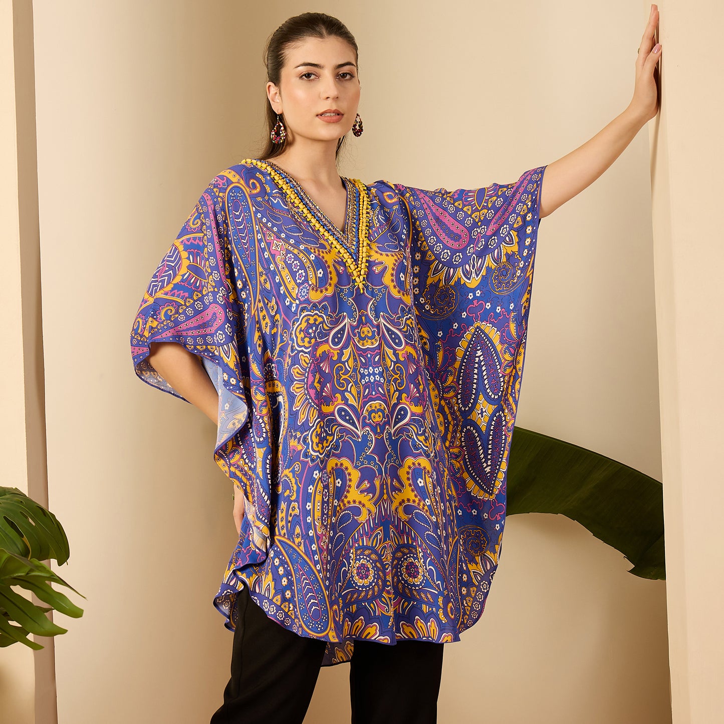 Cobalt Blue and Yellow Paisley Tunic