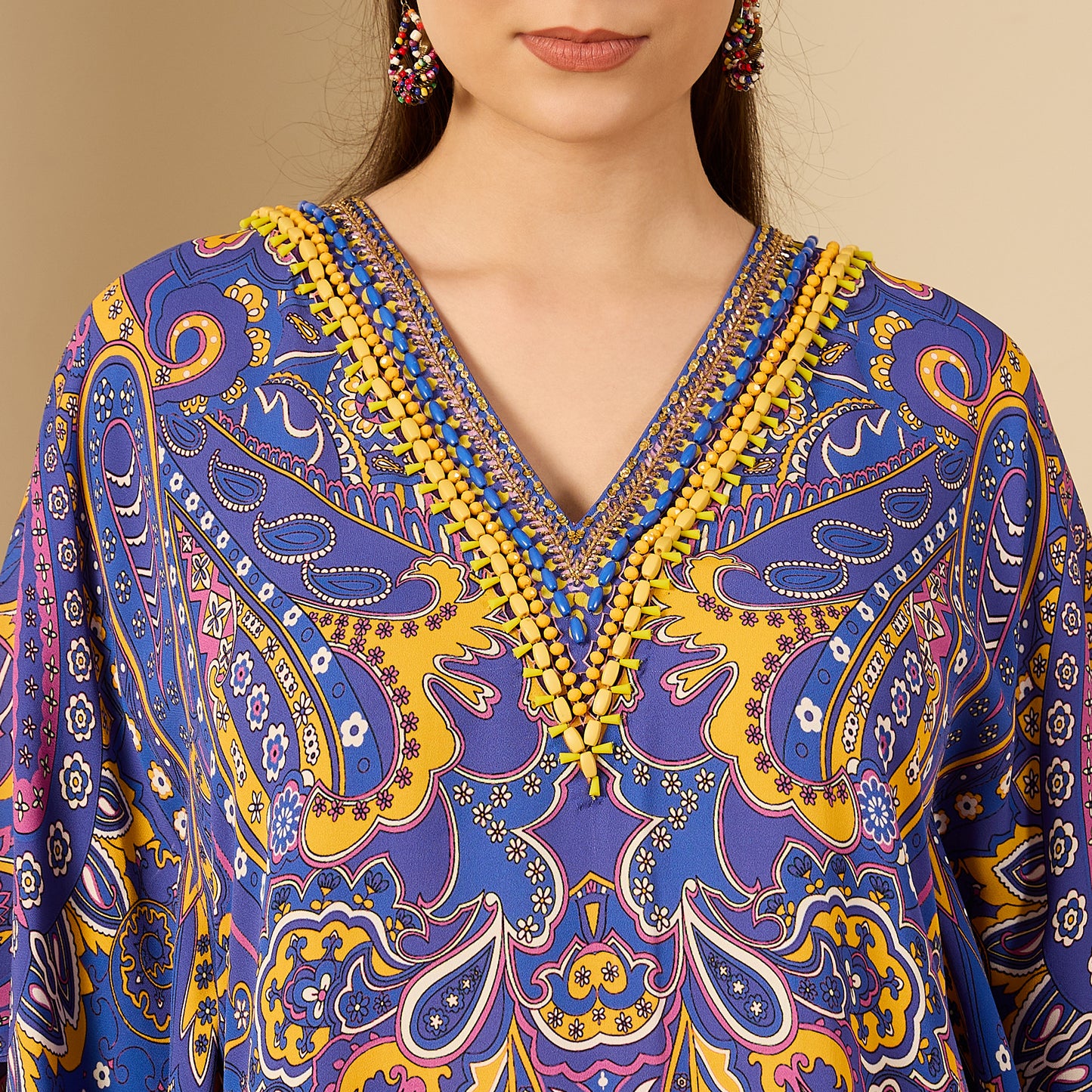 Cobalt Blue and Yellow Paisley Tunic