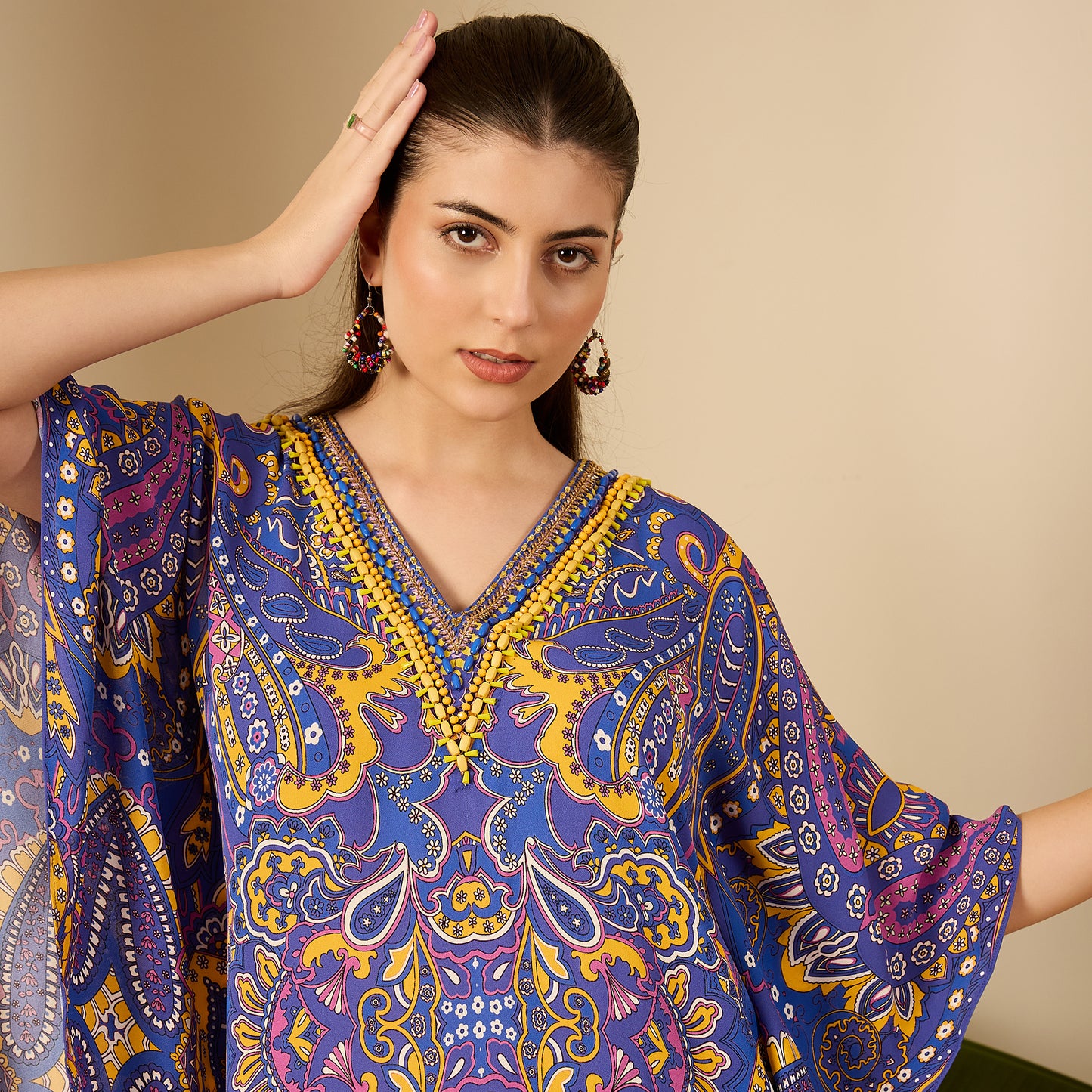 Cobalt Blue and Yellow Paisley Tunic