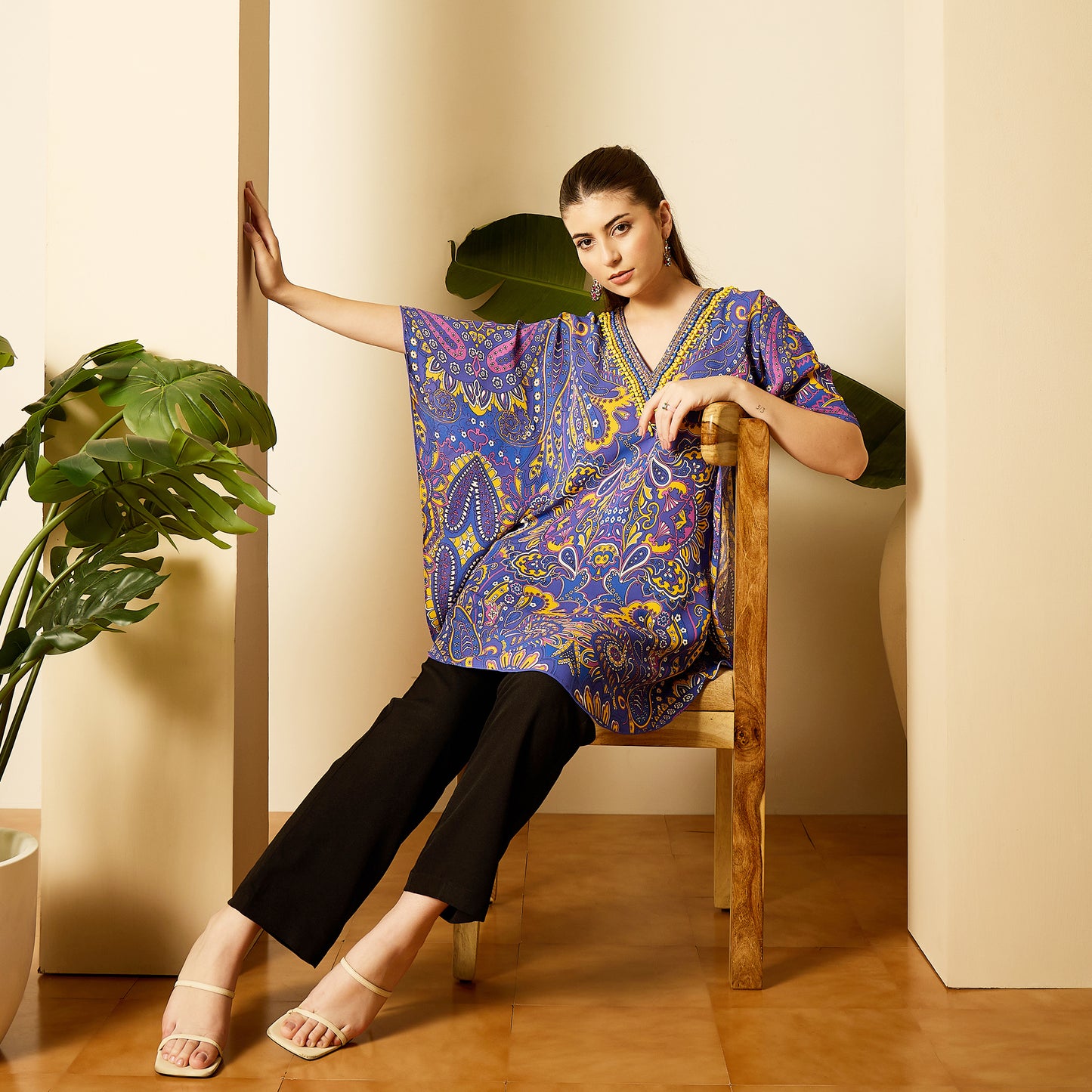 Cobalt Blue and Yellow Paisley Tunic