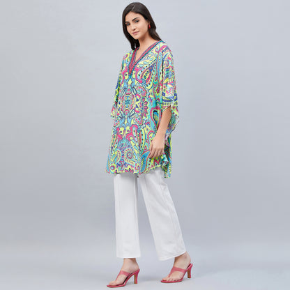 Lime Green and Pink Paisley Tunic