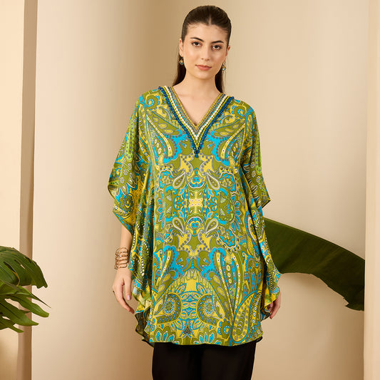 Olive Green and Yellow Paisley Tunic