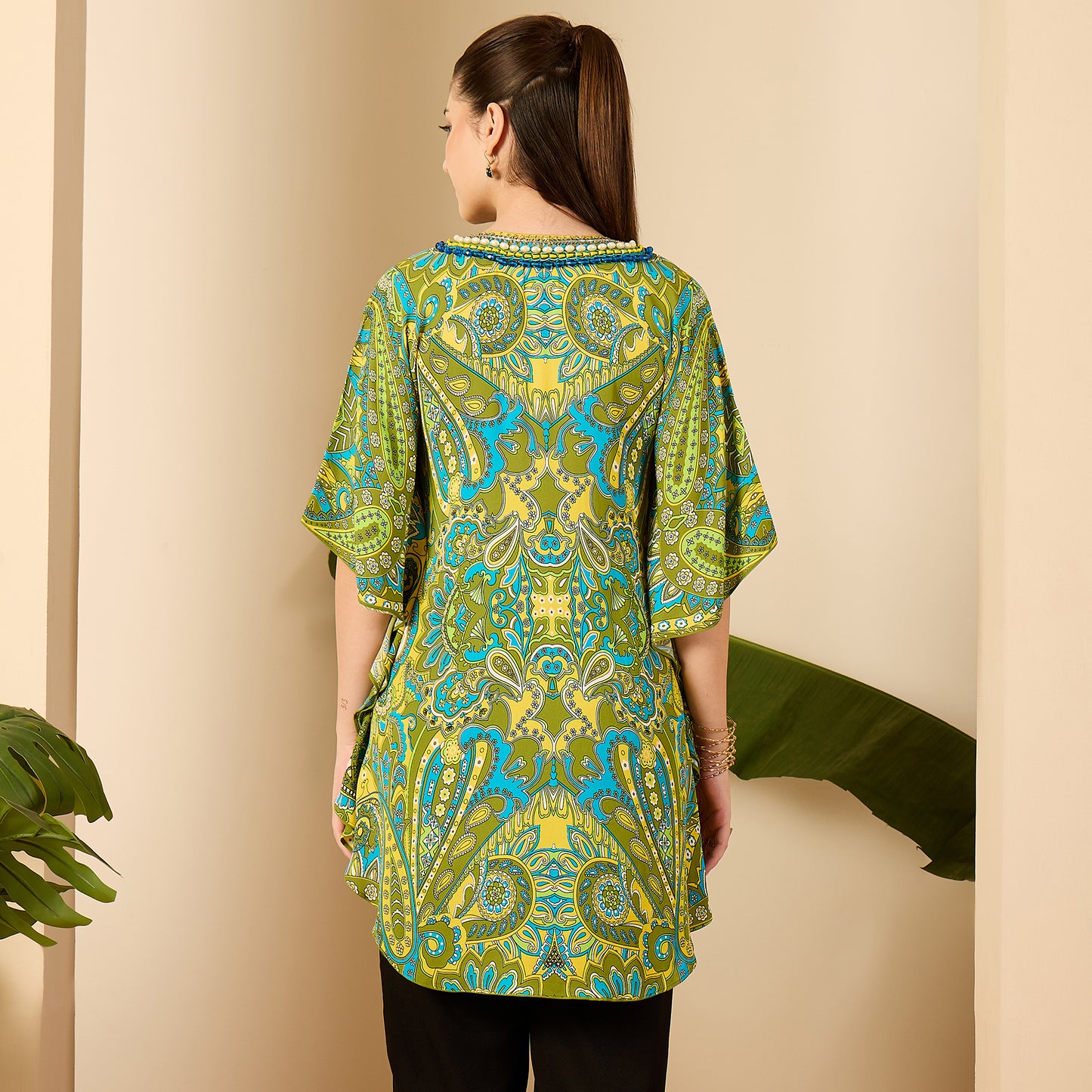 Olive Green and Yellow Paisley Tunic