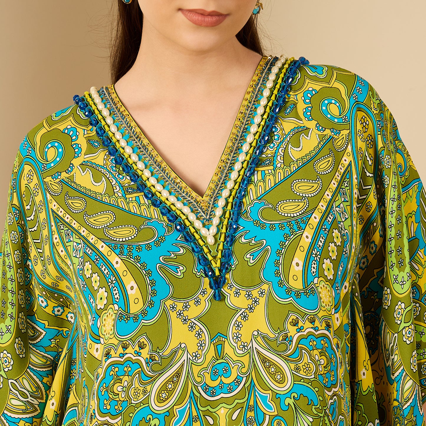Olive Green and Yellow Paisley Tunic