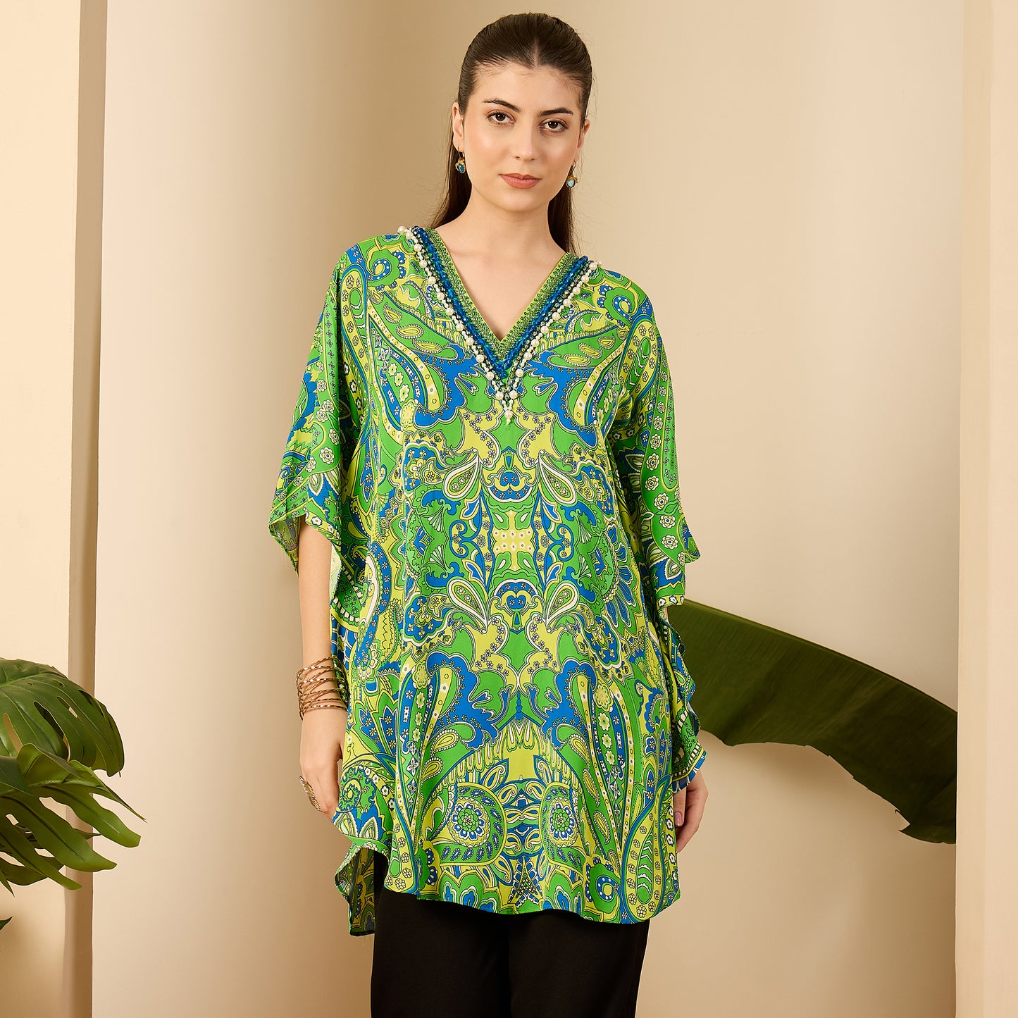 Parrot Green and Yellow Paisley Tunic