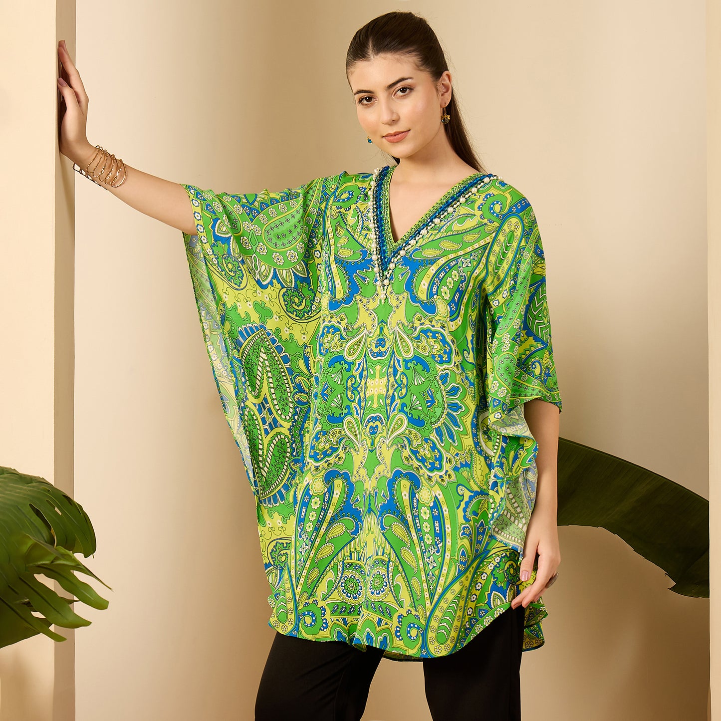 Parrot Green and Yellow Paisley Tunic