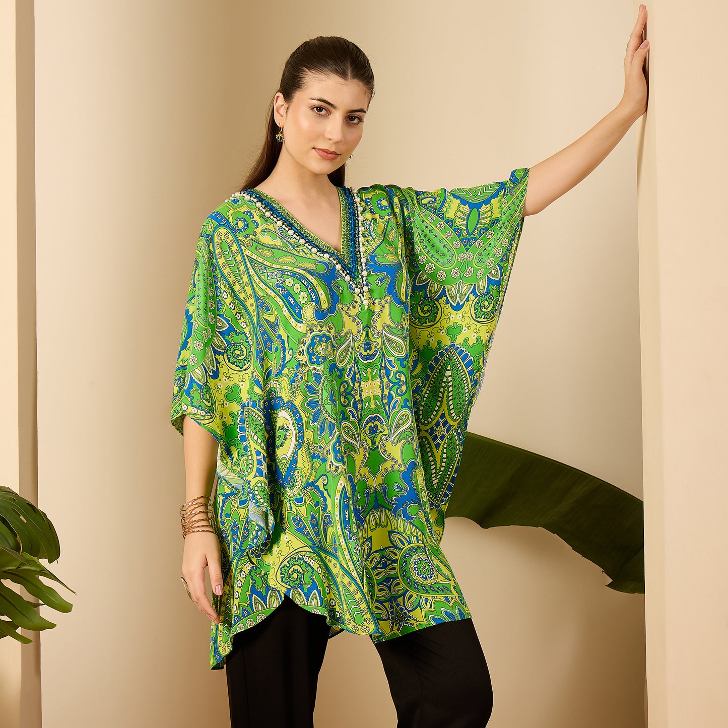 Parrot Green and Yellow Paisley Tunic