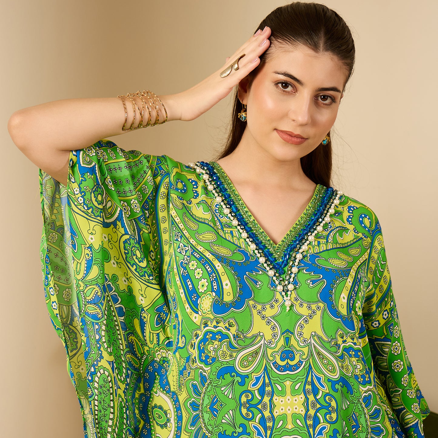 Parrot Green and Yellow Paisley Tunic