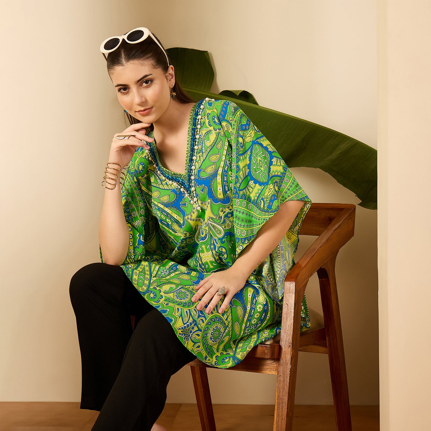 Parrot Green and Yellow Paisley Tunic