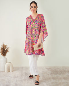 Rose Pink and Yellow Paisley Tunic