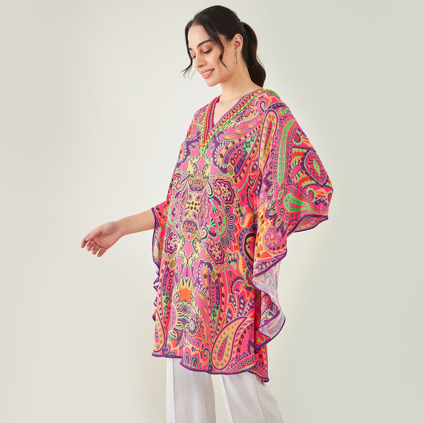 Rose Pink and Yellow Paisley Tunic
