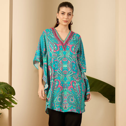 Sea Green and Pink Paisley Tunic