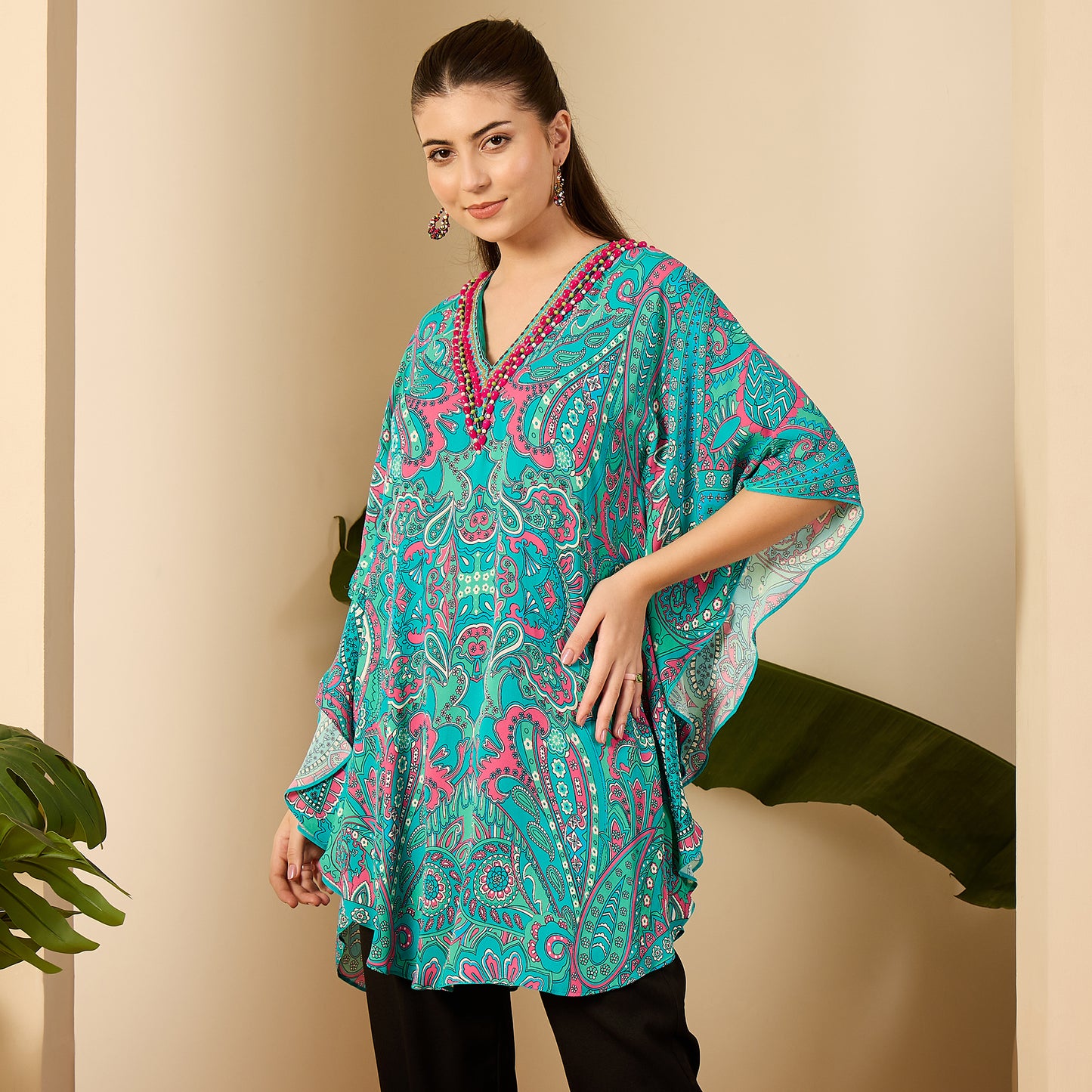 Sea Green and Pink Paisley Tunic