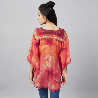 Orange and Red Floral Tunic