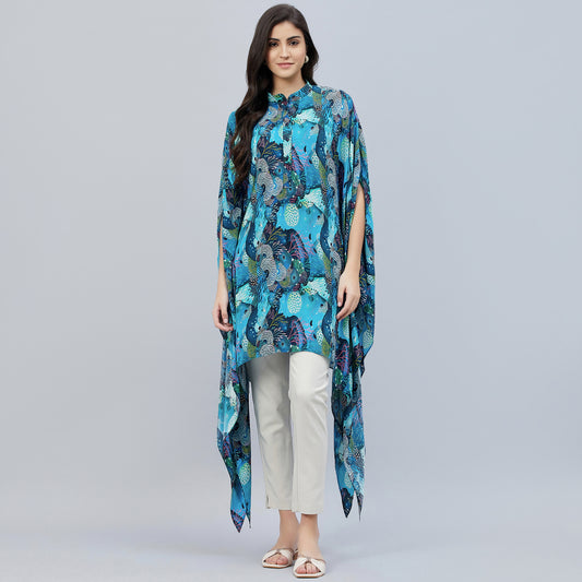 Blue and Green Sea Jungle Print Tunic