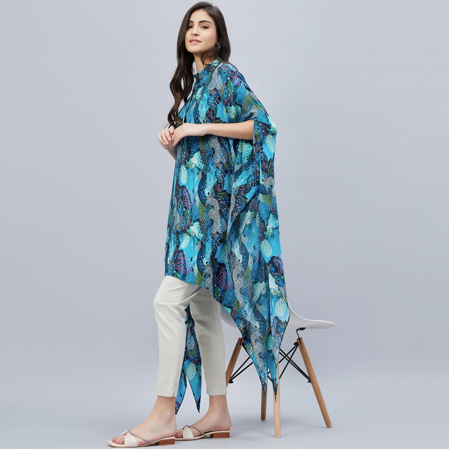 Blue and Green Sea Jungle Print Tunic