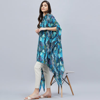 Blue and Green Sea Jungle Print Tunic