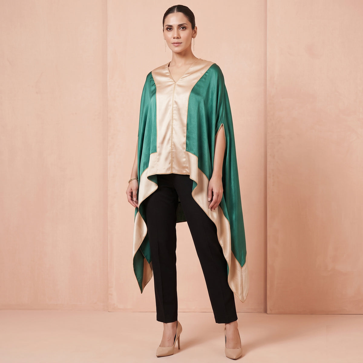 Forest Green Tunic for Women – Polyester Satin | First Resort by Ramola Bachchan