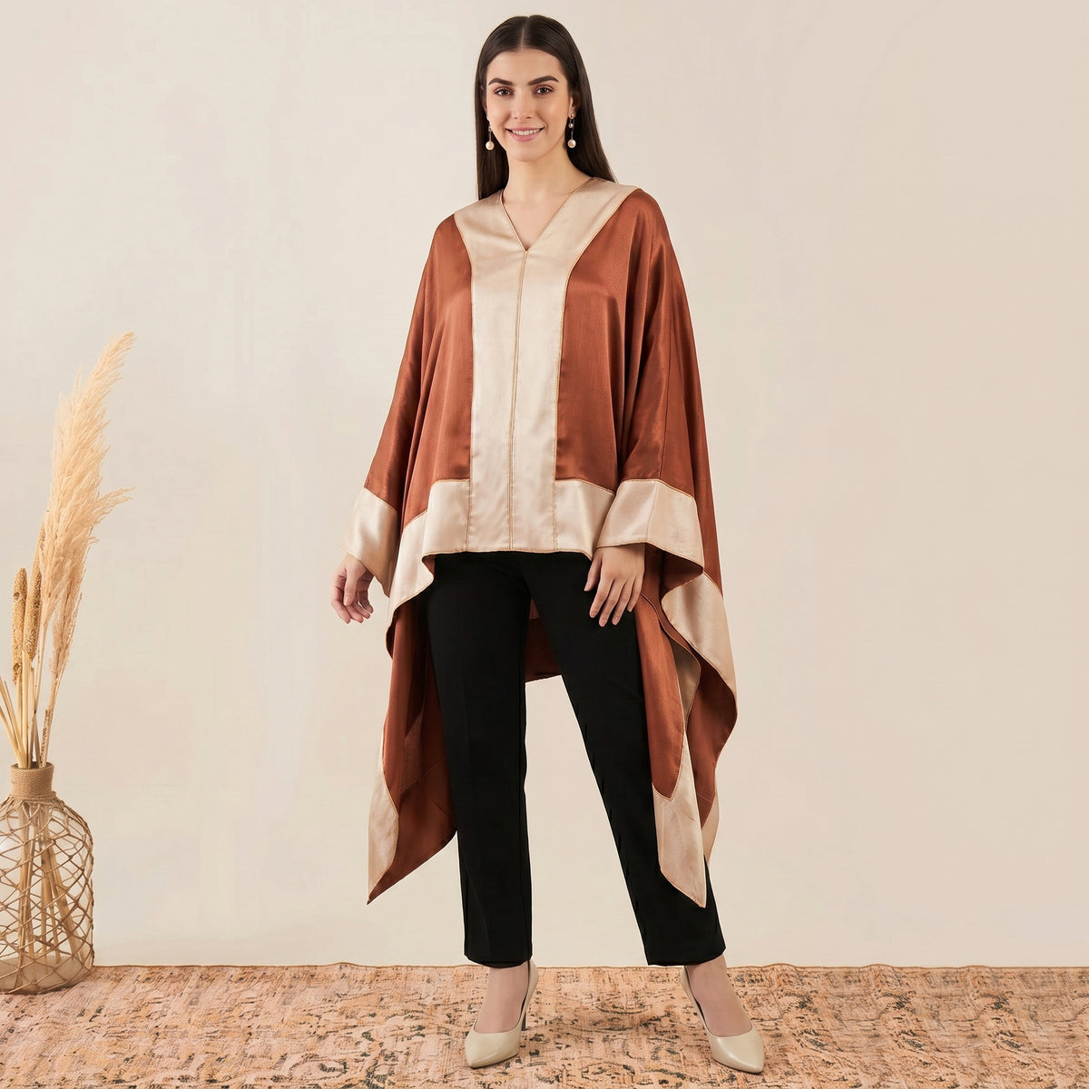 Russet Tunic for Women – Polyester Satin | First Resort by Ramola Bachchan