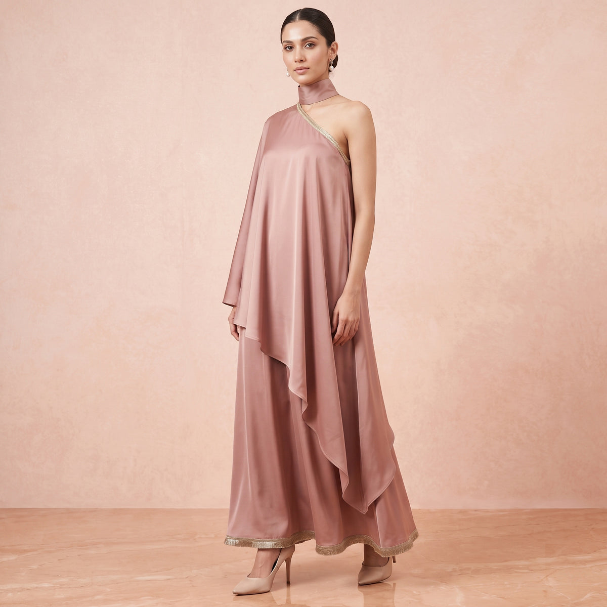 Powder Pink Tunic for Women – Polyester Crepe | First Resort by Ramola Bachchan
