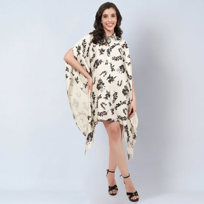 Ivory and Black Floral Tunic
